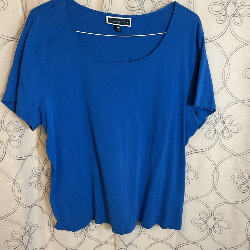Women's Karen Scott Blue Short Sleeve Shirt Size XXL